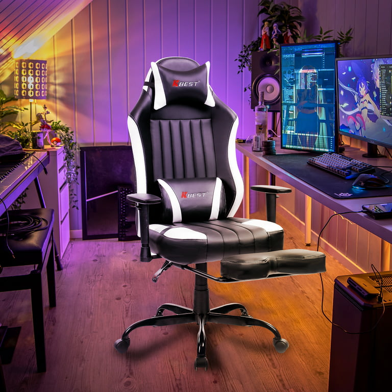 Blue Whale Heavy Duty Gaming Chair for Adults and 350LBS Reinforced  Base,Thickened Seat Cushion, Adjustable Armrest, Big and Tall Ergonomic Office  Computer Chair with Massage,Black 