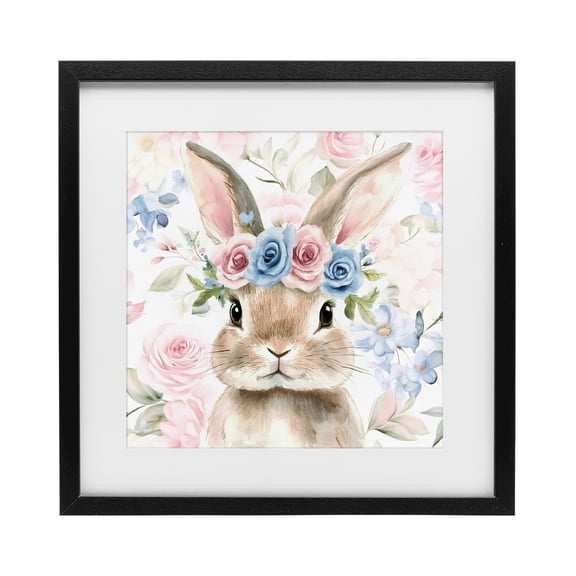 Stupell Industries French Country Flower Power Bunny Black Framed Print Under Glass, 13 x 13, by Tina LeCour