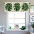 thumbnail image 3 of St. Patrick''s Day Valance Curtain for Kithchen Windows, Spring Green Shamrocks Coin Wreath Linen Tier Curtain Window Treatment Rod Pocket Valances for Bedroom/Living Room/Bathroom, 54x18in, 3 of 5