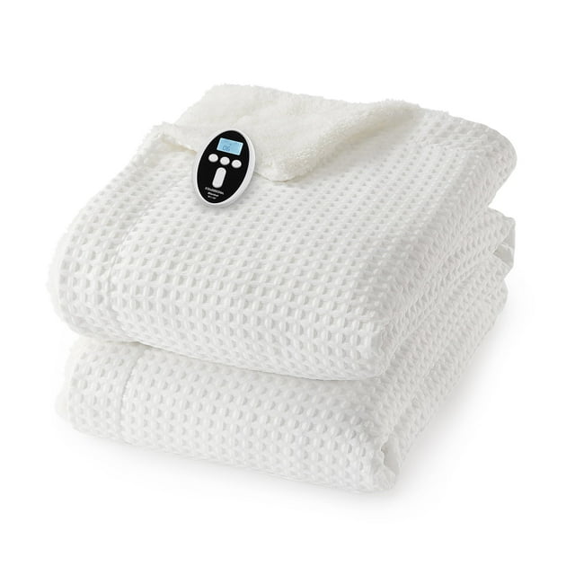 Twister.CK Electric Heated Blanket Queen Size, 84"x90" Wireless LCD Controller Fasting Heating Blanket,6 Heat Levels & 2-10H Time Settings, Machine Washable, White
