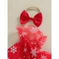 thumbnail image 5 of Wassery Baby Girls Christmas Clothes Infant Girls Romper Dress Newborn Girls Short Sleeve Snowflake Print Tulle Romper + Headband, 5 of 7