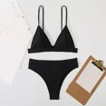 thumbnail image 4 of WREESH Women Split Swimsuit Show Waist Solid Color Bikini, 4 of 4