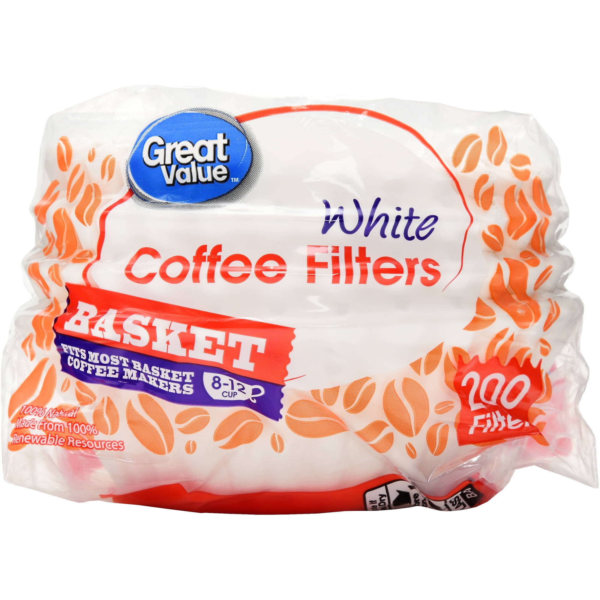 Great Value Basket Coffee Filters, 8-12 Cup, 200 Count by Wal-Mart Stores, Inc.