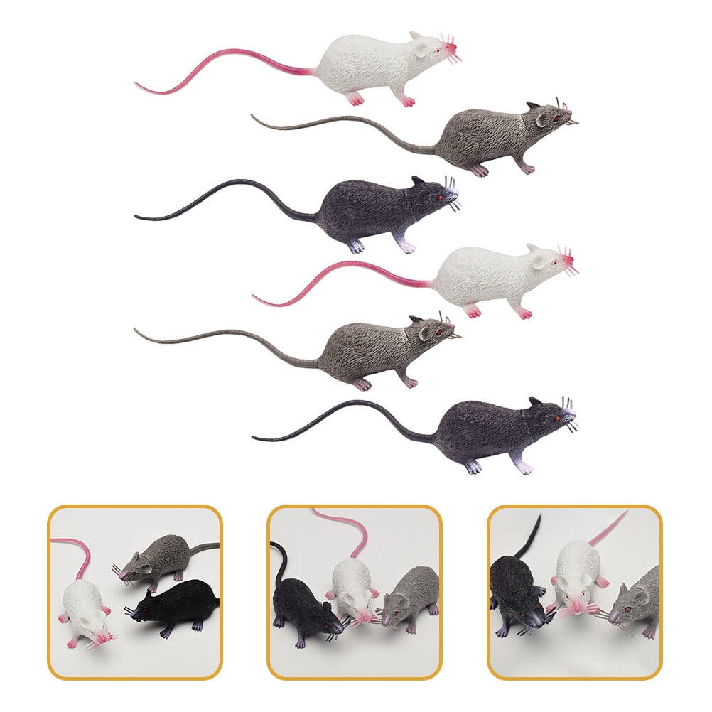 Halloluck 6 Piece Halloween Fake Rat Simulation PVC Mouse Novelty Prop  Hallow