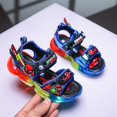 thumbnail image 1 of Sandalias para niños 2022, novedad de verano, zapatos de playa de cartón a la moda para niños, sandalias informales para caminar con luz Led y araña transpirables para niños 32 Gao Jinjia LED, 1 of 2