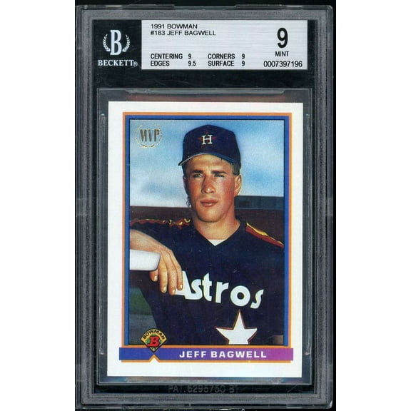 Jeff Bagwell Rookie Card 1991 Bowman #183 BGS 9 (9 9 9.5 9)
