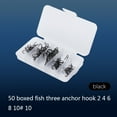thumbnail image 4 of LAFGUR 50pcs Fishing Hook Sharpened Treble Hook 5Sizes 2/4/6/8/10 Fishhook Tackle Black, 4 of 7