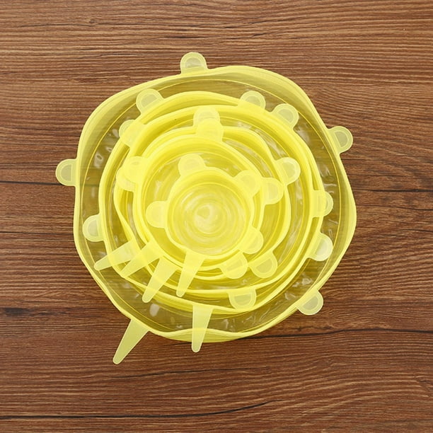 Tapa de cubierta de alimentos, 6 unids/set de silicona de cocina, tapa elástica de silicona reutilizable, tapa de alimentos reutilizable, materiales ecológicos