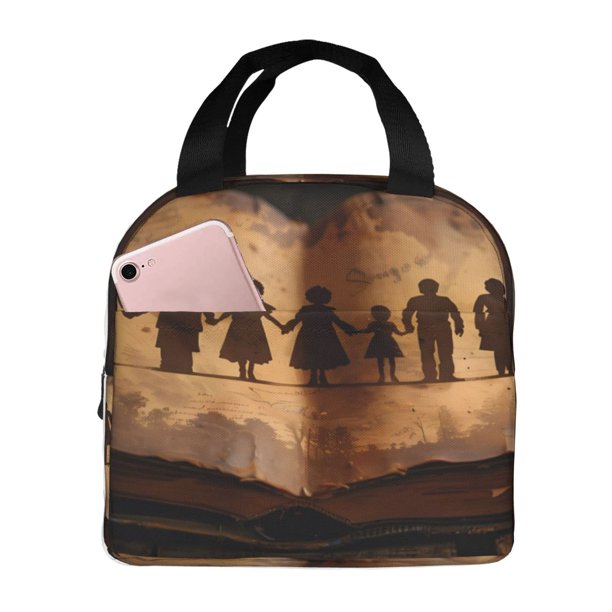 Easygdp Vintage Family History Book Bolsa Térmica Premium - Tela Oxford Impermeable, Gran Capacidad, Bolsillo Frontal, Unisex para Trabajo, Escuela, Actividades al Aire Libre y Picnics