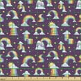 thumbnail image 2 of Ambesonne Rainbow Fabric by the Yard Upholstery, Cartoon Clouds Stars Sun, 1 Yard, Dark Magenta Multicolor, 2 of 5