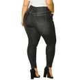 thumbnail image 4 of DARING DIVA Women's Plus Washed Mid-Rise Skinny Jeans Denim Pant 1X Black, 4 of 8