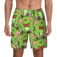 thumbnail image 3 of Uemuo Cute Green Frog Pattern Mens Swim Trunks Quick Dry Board Shorts with Mesh Lining, Stretch Beach Shorts Quick Dry No-Chafing Board Shorts-Large, 3 of 9