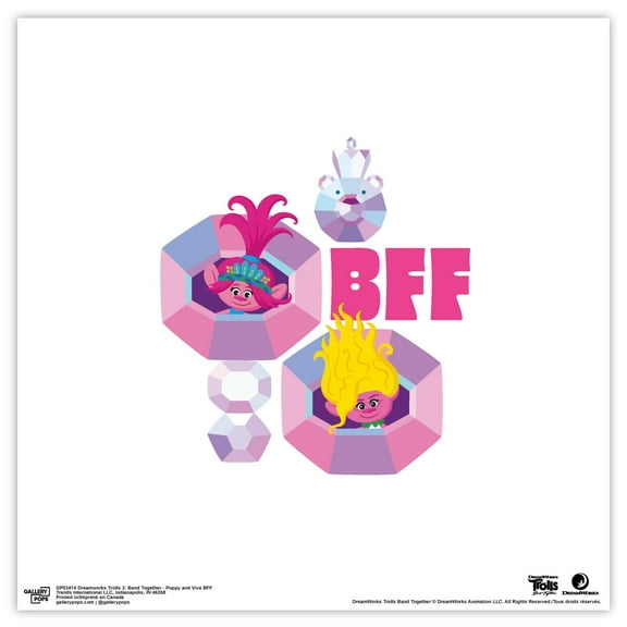 Gallery Pops Trolls Band Together - Poppy and Viva BFF Wall Art, Unframed Version, 12" x 12"