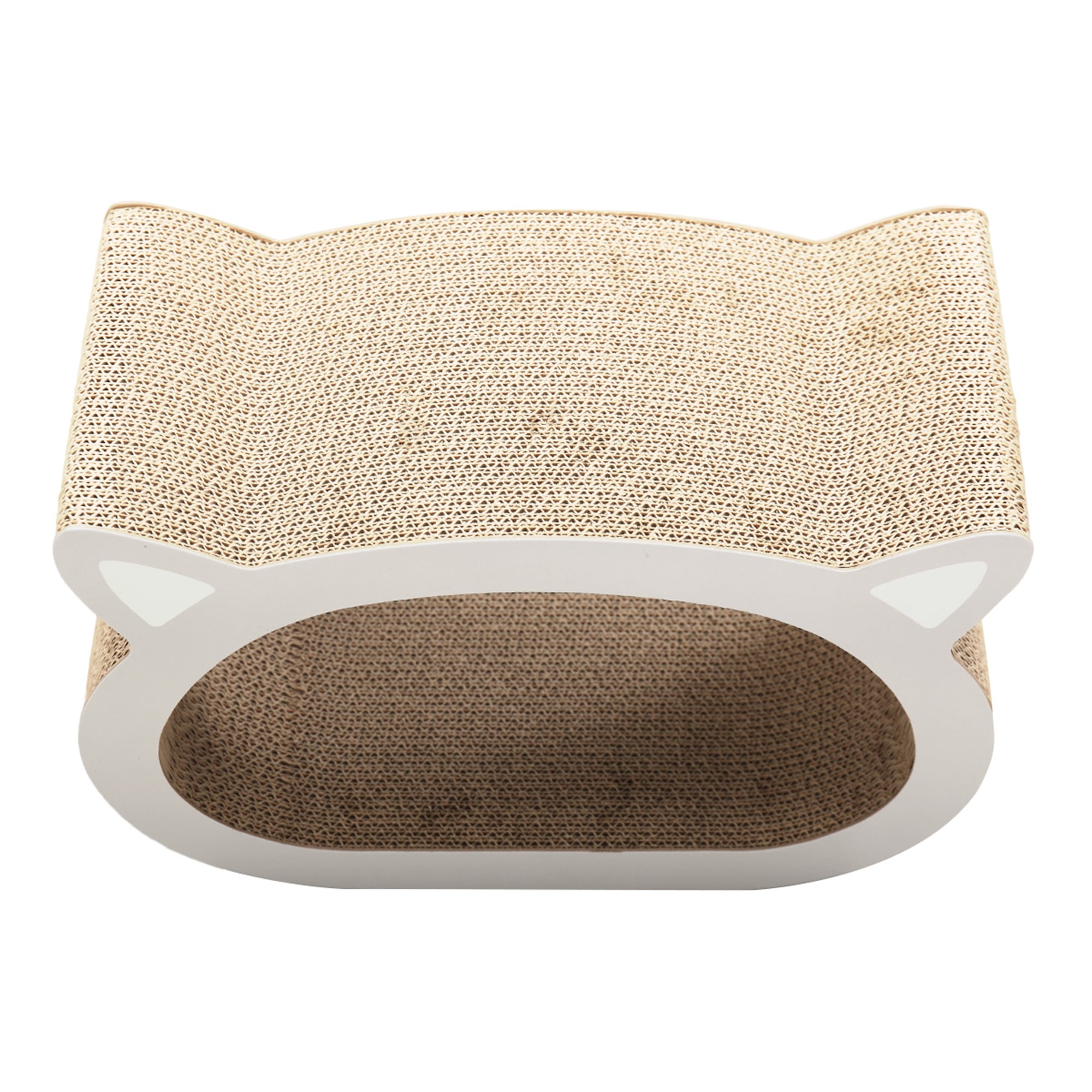 resenkos 18" Cat Scratcher Lounge, Cat Scratching Pads Cardboard for Indoor Cats, Scratch Pad with Catnip, Cat House Bed Couch, Beige