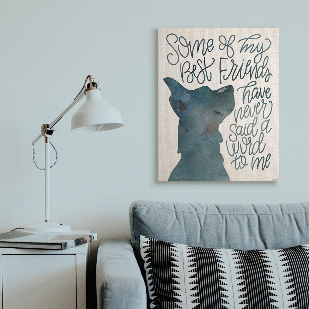 Stupell Industries Best Friends with Pet Phrase Dog Outline Blue Script Quote Canvas Wall Art Design by Gigi Louise, 30" x 40"