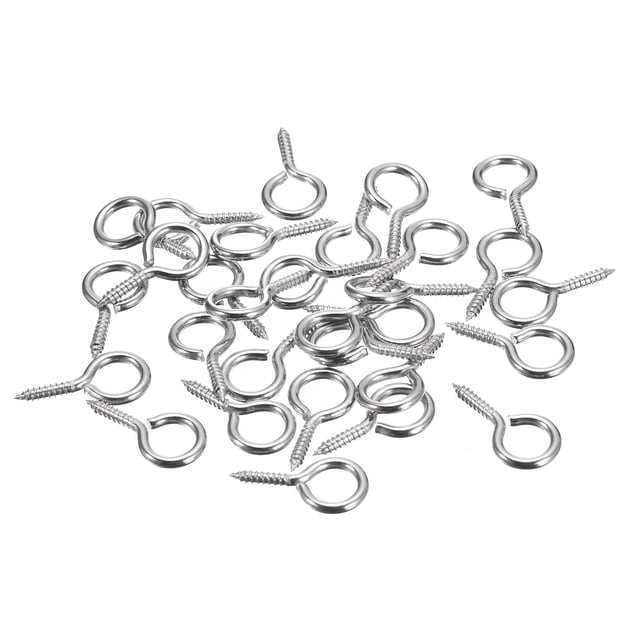 Uxcell 50 Pack 304 Stainless Steel 22x11mm Small Eye Screws Mini Eye Pins, Silver