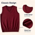 thumbnail image 4 of FAIOROI Kids Solid Color V Neck Sweater Vest Cotton Knitted Waistcoat for Layering Red 5-6T, 4 of 7