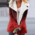 thumbnail image 2 of Manteau à Col Imprimé pour Femmes Hiver Chaud Manches Longues Grande Taille Veste avec Poche, 2 of 7