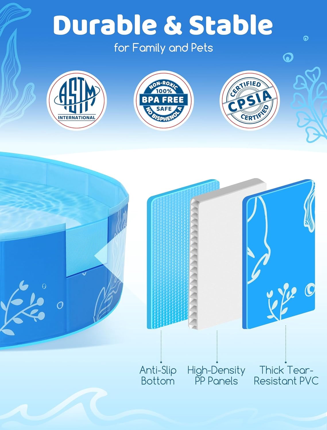 Foldable Kiddie Pool with Canopy: 31.5in/ 47in /63in for Baby Toddler Kids Family - Summer Water Play Pool with Shade - Portable for Outdoor Backyard Beach (Blue-Blue, 63in)