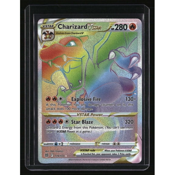 Collectible SWSH09 Brilliant Stars Charizard VSTAR Secret #174/172 Near Mint Trading Card
