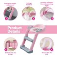 thumbnail image 4 of Asiento Entrenador para Baño con Escalera Antideslizante - Taburete Plegable l para Baño, Alfombra Suave de PU Desmontable, 6 Niveles Ajustables, Fácil de Limpiar (Rosa + Almohadilla de PU), 4 of 5