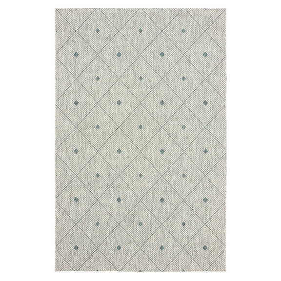 LR Home Victoria 8' x 10' Blue/Gray Diamond Indoor/Outdoor Area Rug