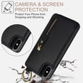 thumbnail image 3 of Allytech Wallet Case for iPhone XR, Card Holder & Zipper Pocket, Finger Grip Ring, Screen & Camera Protection, Luxury PU Leather Kickstand Double Buttons Flip Shockproof Case - Black, 3 of 7
