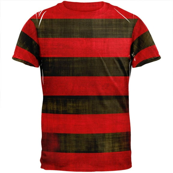 Halloween Striped and Bloody Nightmare Sweater All Over Adult T-Shirt - Medium