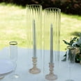 thumbnail image 6 of Efavormart 2 Pack Clear Ribbed Candelabra Candle Holder Glass Shades, Open Ends Pillar Hurricane Candle Shades - 18", 6 of 11
