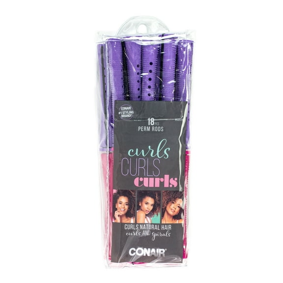 Conair Flexible Plastic 5" Medium Size Perm Rods in Pink and Purple, 18ct