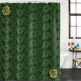 thumbnail image 2 of Dark Green Gold Floral Shower Curtain, Waterproof Shower Curtains for Bathroom, Modern Abstract Art Spring Flowers Washable Fabric Bathtub Curtain Set Bath Decor with 12 Hooks Long 72"x84", 2 of 8