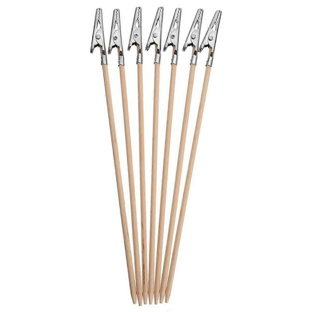 100Pcs Bamboo Alligator Clamp Clips Stick Long- Tailed Alligator Clip