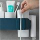 thumbnail image 2 of Wall Mounted Hair Dryer Holder, Hair Dryer Holder, Hair Dryer Storage Box with Storage Box, Non-Perforated, Waterproof, Strong Grip Blue, 2 of 3