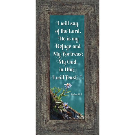 Christian Photo - In Him I Trust, Gift with Psalm 91 Scripture, Encouraging Christian Picture Frame, 6x12 7319