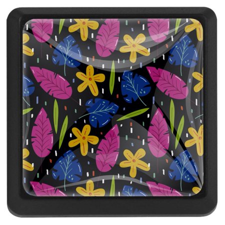 

Ownta Square with Screws 3 Pcs for Cupboard Dressing Table Bookcase Drawer Pull Handle Cabinet Door Knobs Floral Flower Summer Pattern