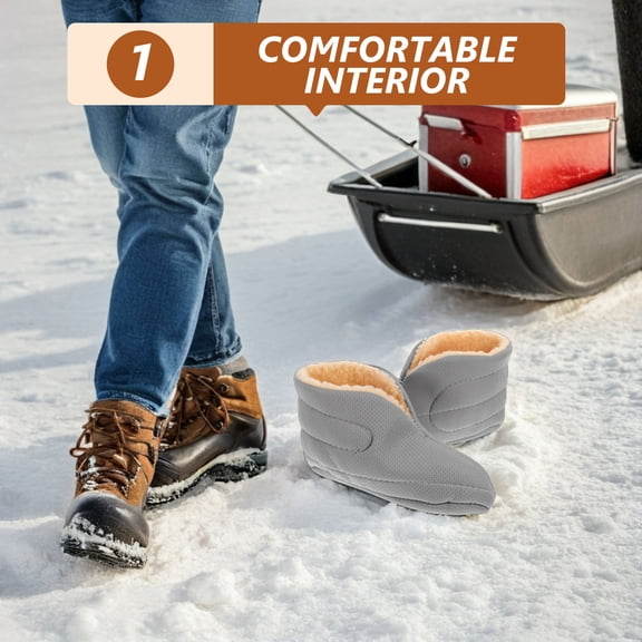 OUNONA Durable Mens Winter Hiking Boots with Waterproof Oxford Cloth and Cozy Warm Lining