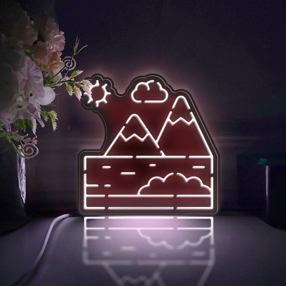 Mountain And River Led Light Box, Dimmable Neon-Like Light Signs USB Power for Wall Decor Bedroom Decoration, Static Light (WxH) 6"x6"