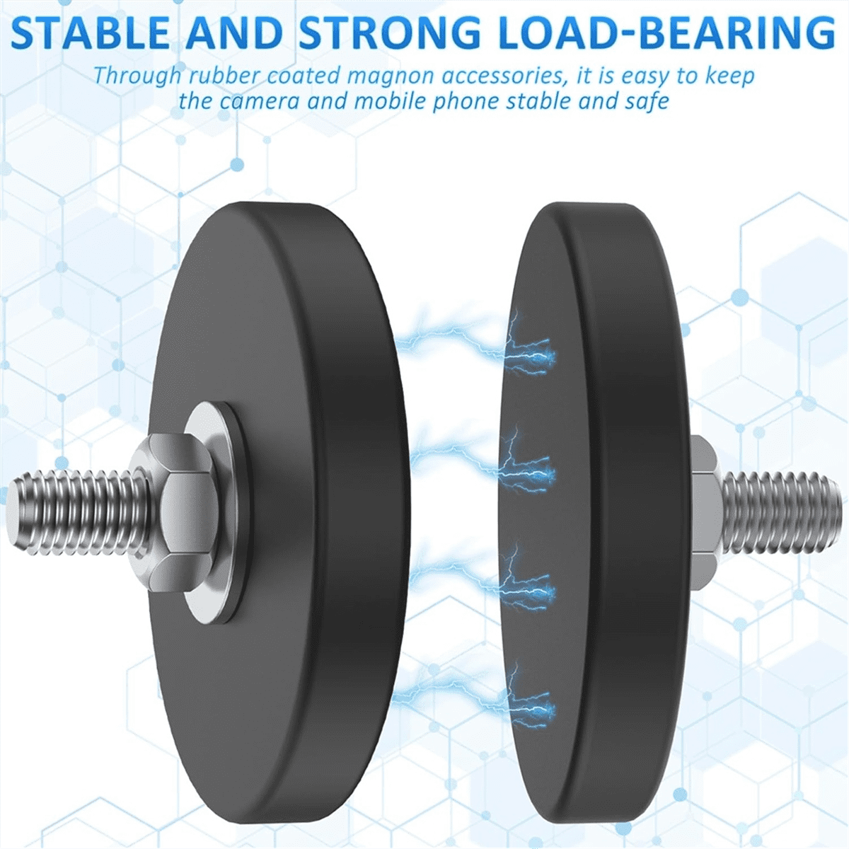 24 Pieces Rubber Coated Magnets 1.69 Inch 30 Lbs M6  Mounting Magnets Threaded Studs for Lighting