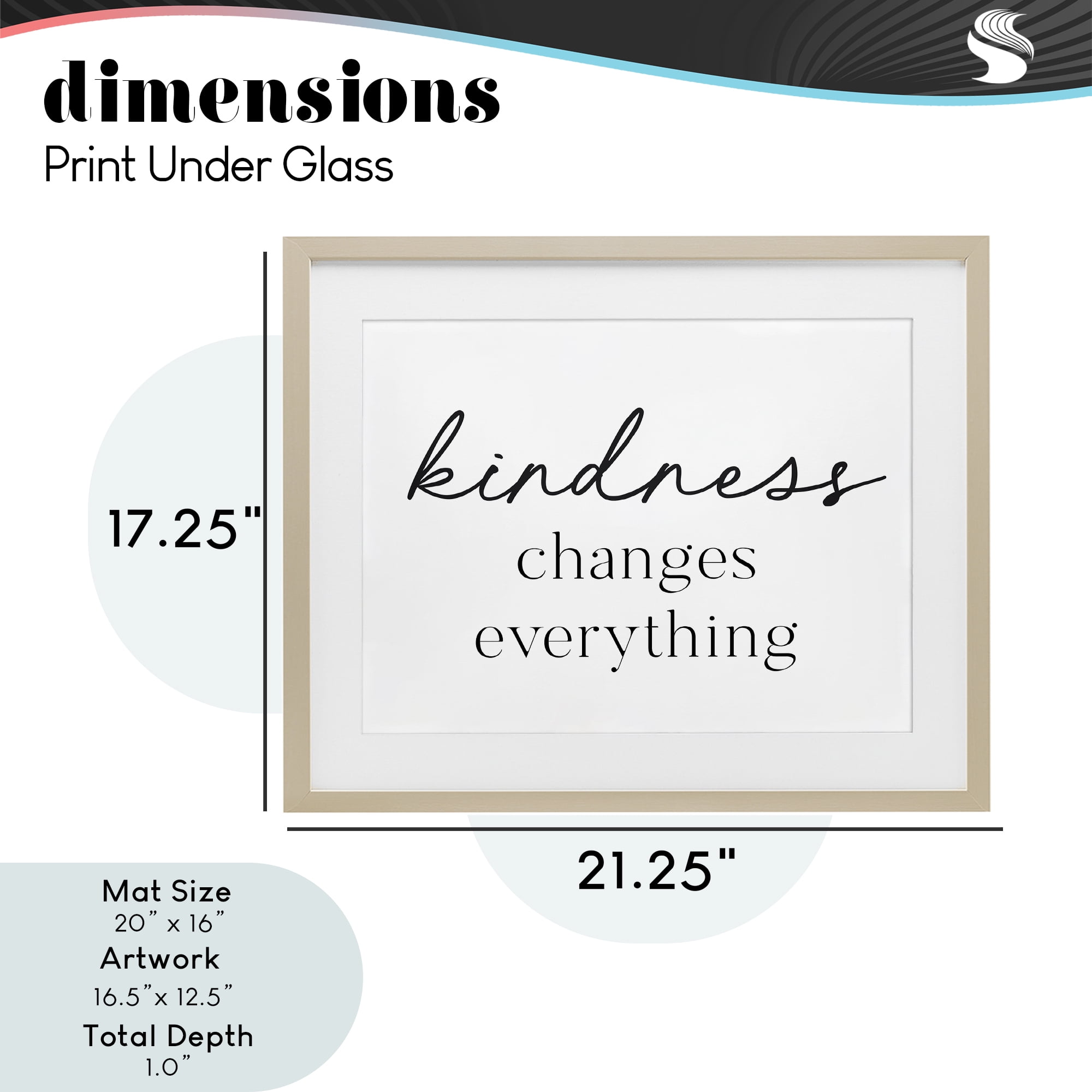 Kindness Changes Everything Birch Framed Print Under Glass, design by Lettered and Lined