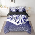 thumbnail image 2 of jejeloiu Cheerleader 7-Piece Bedding Comforter Set,Blue Sequin Print King Bedding Sets,Girls Gymnastic Sports Bed Sheets For Kids,Microfiber Bedroom Decor Reversible, 2 of 8