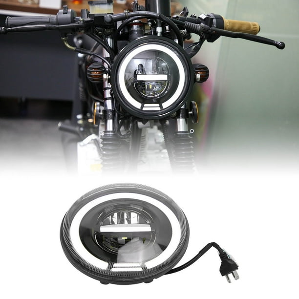Faro De Moto Estilo Ojo De ángel 5 3/4" Con Halo | Negro, Halógeno, Montaje Lateral, Bike It