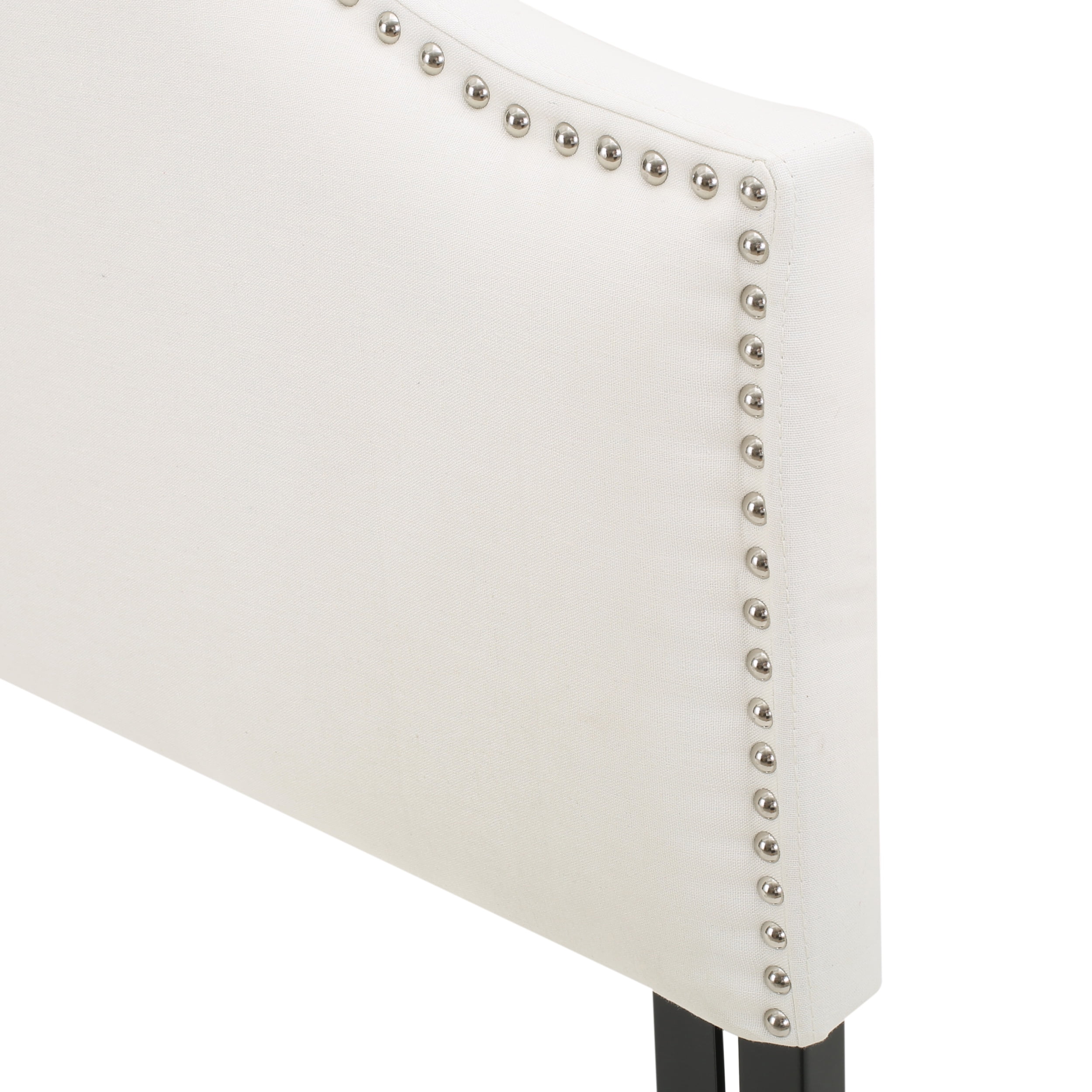 GDF Studio Stroelitz Contemporary Fabric Full/Queen Headboard with Nailhead Trim, Ivory