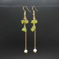 thumbnail image 1 of Granjero Gordo Adecuado tanto para hombres como para mujeres, pendientes de borlas de perlas de cristal de piedra triturada natural, pendientes largos de piedra triturada (verde hierba), 1 of 4