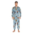 thumbnail image 3 of FORMRS Onesies Pajama for Adults Unisex Hoodie Winter Jumpsuit One Piece Sleepwear, Sizes S-2XL, Blue Hockey Pattern, 3 of 7