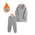 thumbnail image 3 of Esaierr Kids Baby Girls Boys Fall Winter Tracksuit Outfit 1-7Y Colid Color Pullover Hoodie and Casual Long Pants Sweatsuit Set Thickened Warm Clothing, 3 of 9