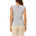 thumbnail image 4 of INSPIRE CHIC Women's Sleeveless Blouse Ruffled Pleated Wear-to-Work Chic Blouse XL Grey, 4 of 7