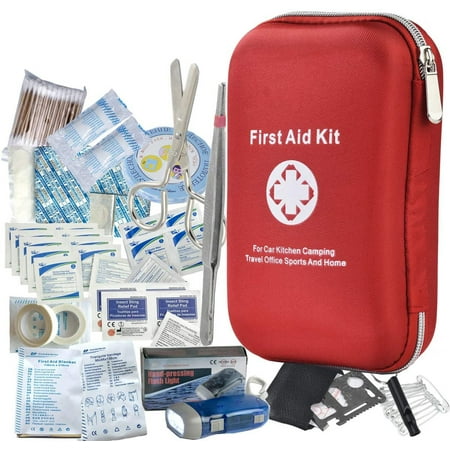 Camping Accessories First Aid Kit 163 PCS Waterproof Portable Essential Injuries & Medical Emergency Urgent Care Kits for Car Kitchen Travel Office Sports Home