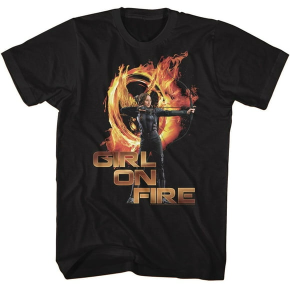 Hunger Games Girl On Fire Black Adult T-Shirt
