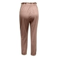 thumbnail image 2 of QLEICOM Womens Slacks Women's Relaxed Fit Straight Leg Pants Fashion Summer Loose Cotton And Linen Pocket Solid Trousers Pants Work Cargo Casual Pants Wide Leg Pants Relaxed Fit Trousers Pink M, 2 of 6