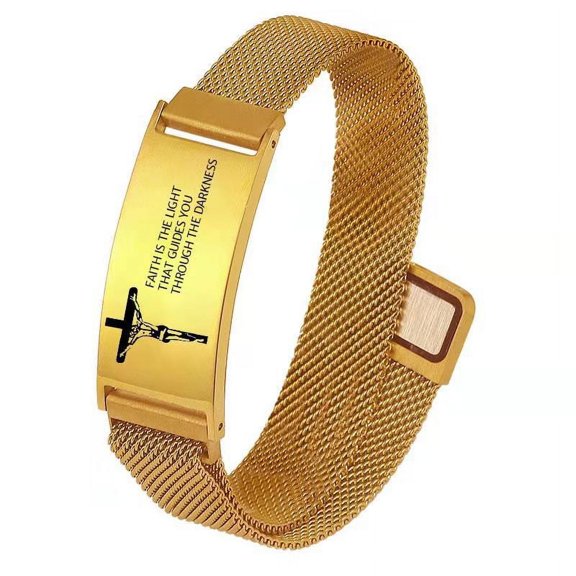 Wollet Stainless Steel Bracelet with Magnetic Clasp for Men Engraved with Bible Verses,Christian Bracelet, Blessing Bracelets